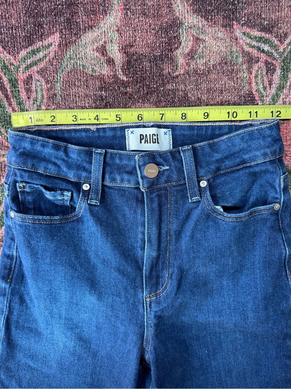 Paige Anessa Wide Leg Cropped High-Rise Jeans in Dark Blue Size 24 - Picture 5 of 8